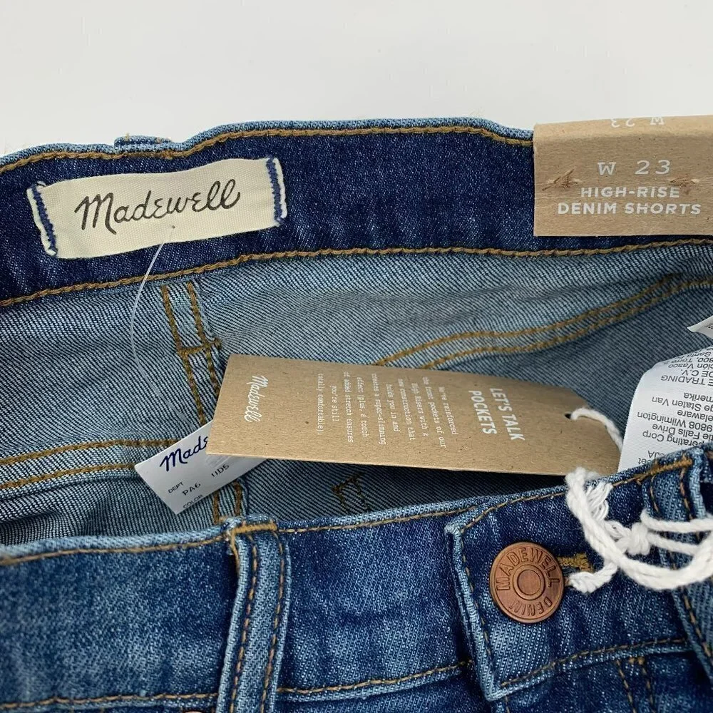 Madewell High rise denim shorts jean cut-off frayed hem Glenoaks woman new 23